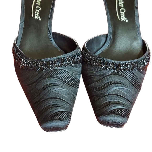 Coldwater Creek Womens Black Textured Fabric Sequin Kitten Heel Mules Holidays - Picture 14 of 15